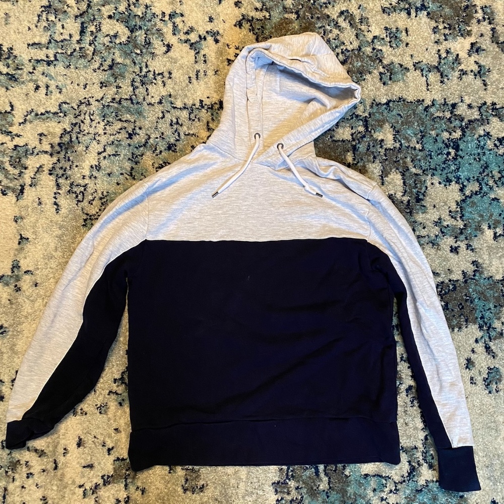 TopMan 2 Toned Grey and Navy Hoodie Sweatshirt Hoo